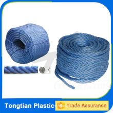 Colored 3 Strands PP plástico Twisted Packing Rope en venta